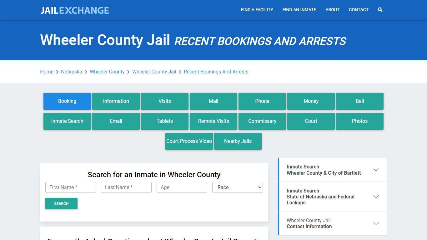 Wheeler County Jail NE Recent Arrests and Bookings - Jail Exchange