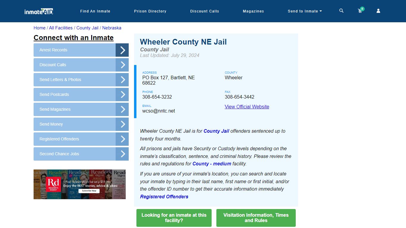 Wheeler County NE Jail - Inmate Locator