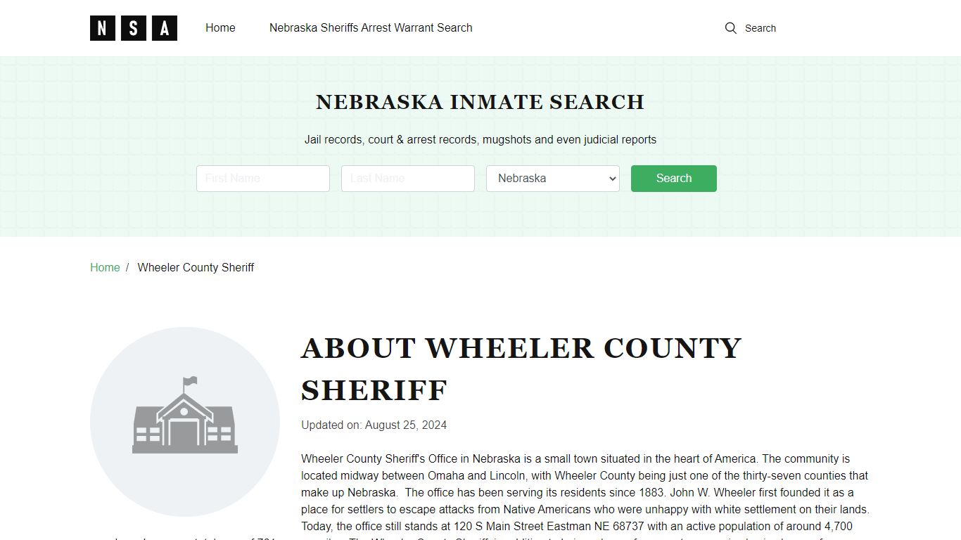 Wheeler County Sheriff, Nebraska and County Jail Information